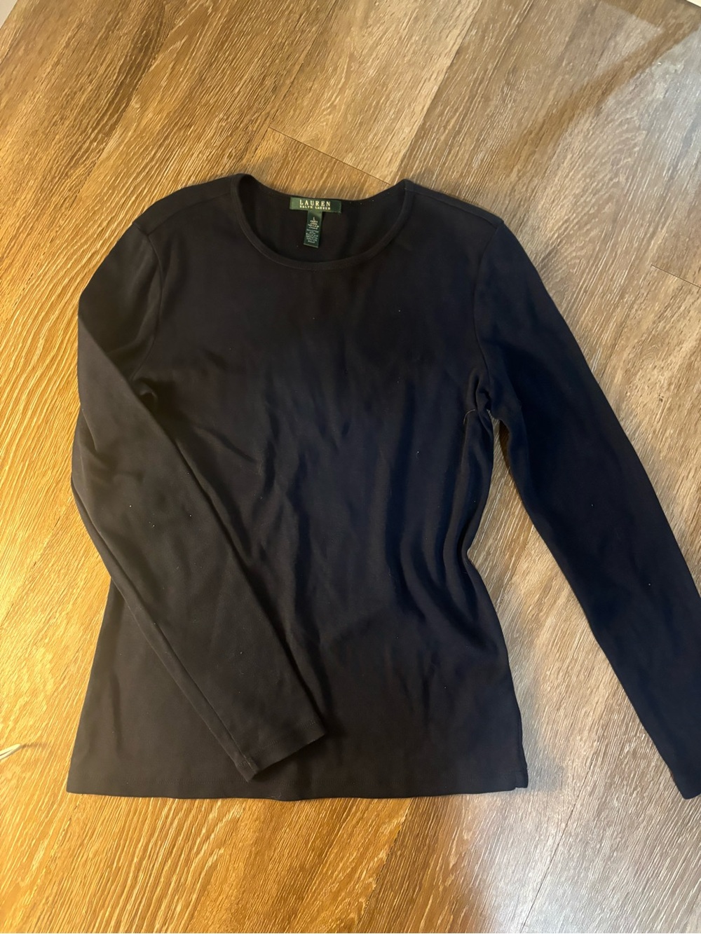 Lauren Ralph Lauren Navy Long-Sleeve Crewneck Top